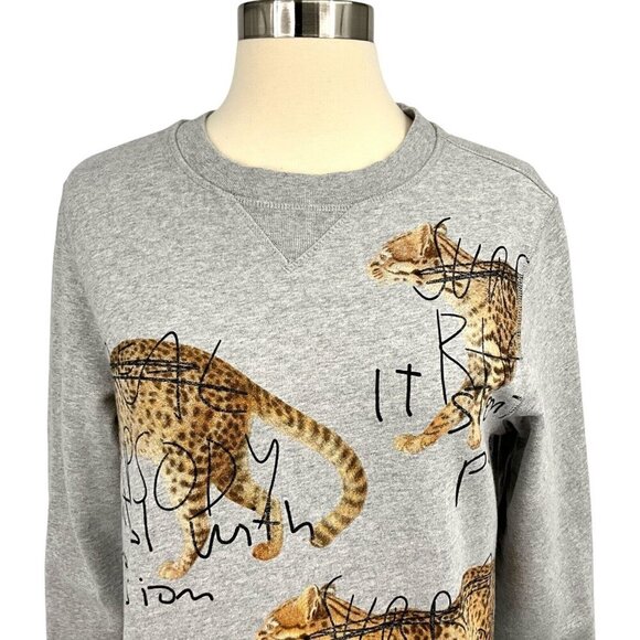 Antony Morato Surreal Rhapsody Sweatshirt Gray Jungle Cat Leopard Size S Unisex - Picture 2 of 8